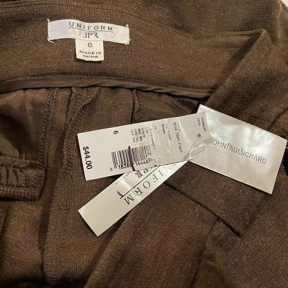UNIFORM JPR JohnPaulRichard Women's Brown Knit Slim Pant - Size 6 - NWT $44 - Picture 5 of 5